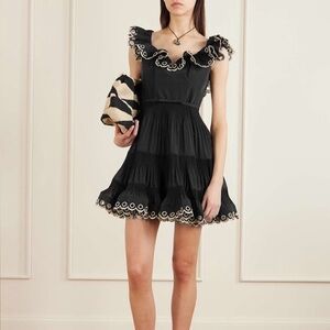NWOT ZIMMERMANN Belted Embroidered Ruffled Pleated Organza Mini Dress AU 0/1/2/3